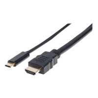 Manhattan USB-C to HDMI Cable, 4K@60Hz, 2m, Black, Equivalent to Startech CDP2HD2MBNL, Male to Male, Three Year Warranty, Polybag