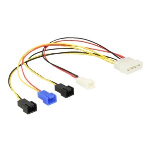 Delock Molex 4 pin > 4 x 2 pin fan (12 V / 7 V / 5 V) - Netzkabel für Lüfter - interne Stromversorgung, 4-polig (M)