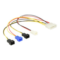 Delock Molex 4 pin > 4 x 2 pin fan (12 V / 7 V / 5 V) - Netzkabel für Lüfter - interne Stromversorgung, 4-polig (M)