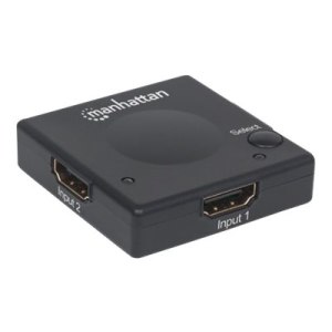 Manhattan HDMI Switch 2-Port, 1080p, Connects x2 HDMI sources to x1 display, Automatic and Manual Switching (via button)