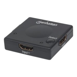 Manhattan HDMI Switch 2-Port, 1080p, Connects x2 HDMI sources to x1 display, Automatic and Manual Switching (via button)