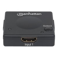 Manhattan HDMI Switch 2-Port, 1080p, Connects x2 HDMI sources to x1 display, Automatic and Manual Switching (via button)