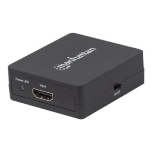 Manhattan HDMI Splitter 2-Port , 1080p, Black, Displays output from x1 HDMI source to x2 HD displays (same output to both displays), USB-A Powered (cable included, 0.7m), Three Year Warranty, Retail Box