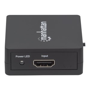 Manhattan HDMI Splitter 2-Port , 1080p, Black, Displays output from x1 HDMI source to x2 HD displays (same output to both displays), USB-A Powered (cable included, 0.7m), Three Year Warranty, Retail Box