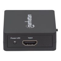 Manhattan HDMI Splitter 2-Port , 1080p, Black, Displays output from x1 HDMI source to x2 HD displays (same output to both displays), USB-A Powered (cable included, 0.7m), Three Year Warranty, Retail Box