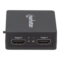 Manhattan HDMI Splitter 2-Port , 1080p, Black, Displays output from x1 HDMI source to x2 HD displays (same output to both displays), USB-A Powered (cable included, 0.7m), Three Year Warranty, Retail Box