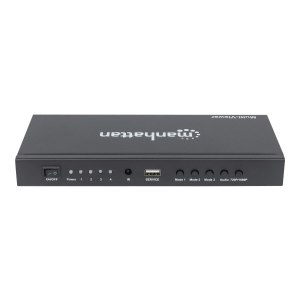 Manhattan 1080p 4-Port HDMI Multiviewer Switch, Switch with Four Inputs on One Display, Video Bandwidth Amplifier, Remote Control, Black, Three Year Warranty, Box - Video/Audio-Schalter - 4 x HDMI - Desktop