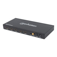 Manhattan 1080p 4-Port HDMI Multiviewer Switch, Switch with Four Inputs on One Display, Video Bandwidth Amplifier, Remote Control, Black, Three Year Warranty, Box - Video/Audio-Schalter - 4 x HDMI - Desktop