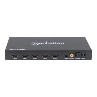 Manhattan 1080p 4-Port HDMI Multiviewer Switch, Switch with Four Inputs on One Display, Video Bandwidth Amplifier, Remote Control, Black, Three Year Warranty, Box - Video/Audio-Schalter - 4 x HDMI - Desktop