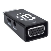 Manhattan HDMI auf VGA-Mikrokonverter, HDMI-Stecker auf VGA-Buchse mit Audio, optionaler USB Micro B-Stromport, schwarz - Videoadapter - HDMI männlich zu HD-15 (VGA)