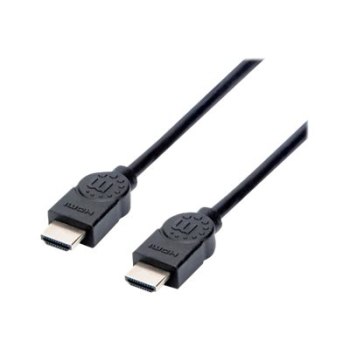 Manhattan HDMI Cable, 4K@30Hz (High Speed), 1.5m, Male to Male, Black, Ultra HD 4k x 2k, Fully Shielded, Gold Plated Contacts, Lifetime Warranty, Polybag