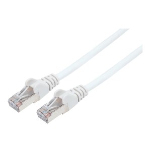 Intellinet Network Patch Cable, Cat7 Cable/Cat6A Plugs, 0.25m, White, Copper, S/FTP, LSOH / LSZH, PVC, RJ45, Gold Plated Contacts, Snagless, Booted, Lifetime Warranty, Polybag