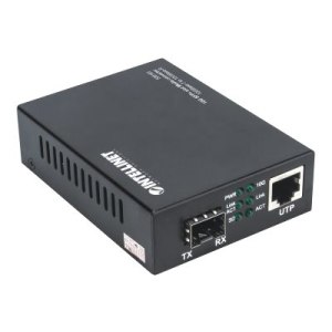 Intellinet 10GBase-T to 10GBase-R Media Converter, 1 x 10 GB SFP+ Slot, 1 x 10GB RJ45 Port