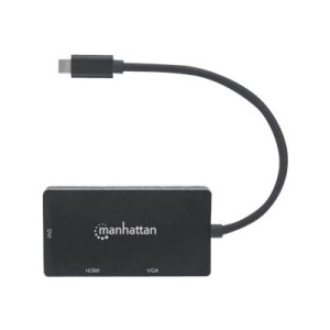 Manhattan USB-C Dock/Hub, Ports (x3): DVI-I, HDMI and VGA...