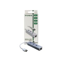 Inter-Tech Argus IT-310-S - Hub - 3 x SuperSpeed USB 3.0 + 1 x 10/100/1000