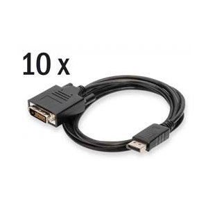 DIGITUS DisplayPort  DVI Adapter Cable, Pack of 10 pcs