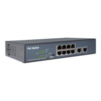 DIGITUS 8-Port Fast Ethernet PoE Netzwerkswitch, Desktop, unmanaged, 2 Uplink Ports RJ45,120 W, af/at