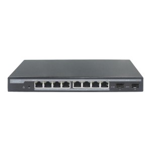 DIGITUS 8-Port Gigabit PoE Netzwerkswitch, Desktop, L2 managed, 2 Uplinkports, SFP, 86 W, af/at