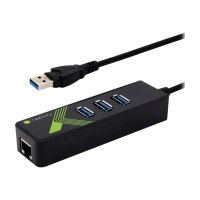 Techly USB3.0 Gigabit Ethernet Adapter Converter with 3-Port Hub - Netzwerkadapter - USB 3.0 - Gigabit Ethernet x 1 + USB 3.0 x 3 - Schwarz