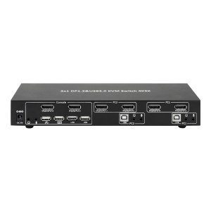 Techly 2-Port DisplayPort1.2 Dual-Monitor KVM Switch - KVM-/Audio-/USB-Switch - 2 x KVM/Audio - 1 lokaler Benutzer - Desktop