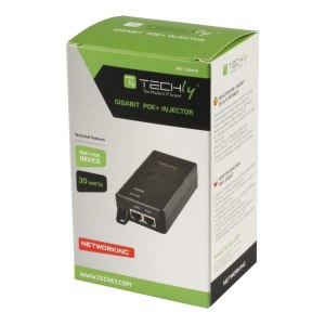 TECHLY High Power PoE+ Injektor 1 x 30 W IEEE 802.3at/af PoE+/PoE 10/100/1000 - Power over Ethernet