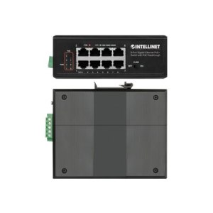 Intellinet PoE-Powered 8-Port Gigabit Ethernet PoE+ Industrial Switch with PoE Passthrough - Switch - unmanaged - 8 x 10/100/1000 (PoE+)