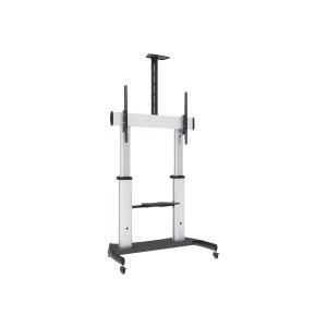 Manhattan TV & Monitor Mount, Trolley Stand, 1 screen, Screen Sizes: 60-100", Silver/Black, VESA 200x200 to 800x600mm, Max 100kg, Height adjustable 1200 to 1685mm, Camera and AV shelves, Aluminium, LFD, Lifetime Warranty - Wagen - für Flachbildschirm / AV