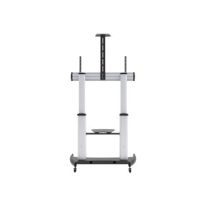 Manhattan TV & Monitor Mount, Trolley Stand, 1 screen, Screen Sizes: 60-100", Silver/Black, VESA 200x200 to 800x600mm, Max 100kg, Height adjustable 1200 to 1685mm, Camera and AV shelves, Aluminium, LFD, Lifetime Warranty - Wagen - für Flachbildschirm / AV