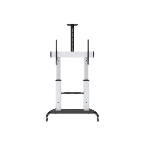 Manhattan TV & Monitor Mount, Trolley Stand, 1 screen, Screen Sizes: 60-100", Silver/Black, VESA 200x200 to 800x600mm, Max 100kg, Height adjustable 1200 to 1685mm, Camera and AV shelves, Aluminium, LFD, Lifetime Warranty - Wagen - für Flachbildschirm / AV