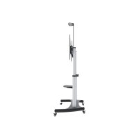 Manhattan TV & Monitor Mount, Trolley Stand, 1 screen, Screen Sizes: 60-100", Silver/Black, VESA 200x200 to 800x600mm, Max 100kg, Height adjustable 1200 to 1685mm, Camera and AV shelves, Aluminium, LFD, Lifetime Warranty - Wagen - für Flachbildschirm / AV