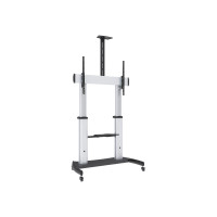 Manhattan TV & Monitor Mount, Trolley Stand, 1 screen, Screen Sizes: 60-100", Silver/Black, VESA 200x200 to 800x600mm, Max 100kg, Height adjustable 1200 to 1685mm, Camera and AV shelves, Aluminium, LFD, Lifetime Warranty - Wagen - für Flachbildschirm / AV