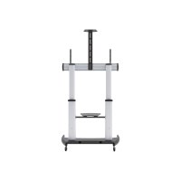 Manhattan TV & Monitor Mount, Trolley Stand, 1 screen, Screen Sizes: 60-100", Silver/Black, VESA 200x200 to 800x600mm, Max 100kg, Height adjustable 1200 to 1685mm, Camera and AV shelves, Aluminium, LFD, Lifetime Warranty - Wagen - für Flachbildschirm / AV