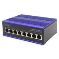 DIGITUS 8 Port Fast Ethernet Netzwerk Switch, Industrial, Unmanaged, 1 RJ45 Uplink