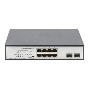 DIGITUS 8 Port Gigabit PoE Switch, 19 Zoll, Unmanaged, 2 Uplinks