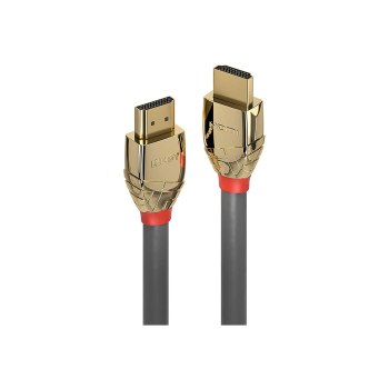 Lindy Gold Line - Ultra High Speed - HDMI-Kabel mit Ethernet - HDMI männlich zu HDMI männlich - 5 m - Dreifachisolierung - Grau - rund, 4K Unterstützung, Dolby DTS-HD Master Audio-Unterstützung, Dolby TrueHD-Unterstützung, unterstützt 8K 120 Hz (7680 x 43