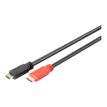 DIGITUS HDMI High Speed connection cable type A w/amp. M/M 10m Ultra HD 24p CE gold - Cavo - Digitale/display/video