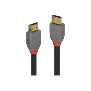 Lindy Anthra Line - Ultra High Speed - HDMI-Kabel mit Ethernet - HDMI männlich zu HDMI männlich - 50 cm - Dreifachisolierung - Schwarz - rund, Dolby DTS-HD Master Audio-Unterstützung, Dolby TrueHD-Unterstützung, unterstützt 8K 120 Hz (7680 x 4320)