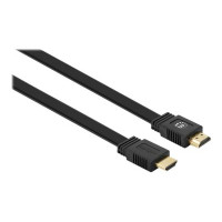 Manhattan HDMI Cable with Ethernet (Flat), 4K@60Hz (Premium High Speed), 15m, Male to Male, Black, Ultra HD 4k x 2k, Fully Shielded, Gold Plated Contacts, Lifetime Warranty, Polybag