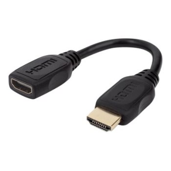 Manhattan HDMI with Ethernet Extension Cable, 4K@60Hz (Premium High Speed), Male to Female, Cable 20cm, Black, Ultra HD 4k x 2k, Fully Shielded, Gold Plated Contacts, Lifetime Warranty, Polybag