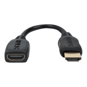 Manhattan HDMI with Ethernet Extension Cable, 4K@60Hz (Premium High Speed), Male to Female, Cable 20cm, Black, Ultra HD 4k x 2k, Fully Shielded, Gold Plated Contacts, Lifetime Warranty, Polybag