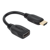 Manhattan HDMI with Ethernet Extension Cable, 4K@60Hz (Premium High Speed), Male to Female, Cable 20cm, Black, Ultra HD 4k x 2k, Fully Shielded, Gold Plated Contacts, Lifetime Warranty, Polybag