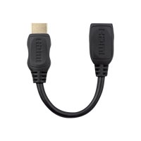 Manhattan HDMI with Ethernet Extension Cable, 4K@60Hz (Premium High Speed), Male to Female, Cable 20cm, Black, Ultra HD 4k x 2k, Fully Shielded, Gold Plated Contacts, Lifetime Warranty, Polybag