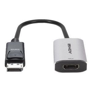 Lindy Adapterkabel - USB-C (nur Spannung), DisplayPort zu HDMI weiblich - 11 cm - Grau - USB-Strom, aktiver Signalwandler, unterstützt 8K 60 Hz (7680 x 4320)