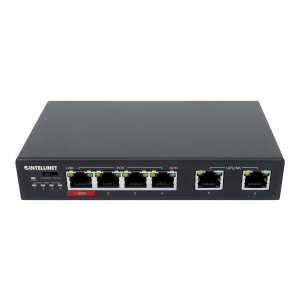 IC Intracom Intellinet - Switch - 3 x 10/100 (PoE+) + 1 x 10/100 (Hi-PoE) + 2 x 10/100 (uplink)