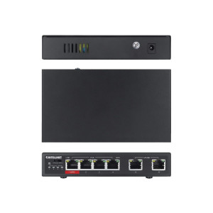 IC Intracom Intellinet - Switch - 3 x 10/100 (PoE+) + 1 x 10/100 (Hi-PoE) + 2 x 10/100 (uplink)