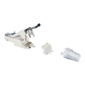 Intellinet Modular Plug Cat6a 10G Shielded Toolless RJ45 Modular Field Termination Plug with Pull-ring Release, For Easy and Quick High-quality Cable Assembly in the Field, STP, for Solid & Stranded Wire, Gold-plated Contacts, Metal Housing - Netzwerkansc