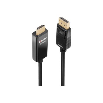 Lindy Adapterkabel - DisplayPort männlich eingerastet zu HDMI männlich - 5 m - abgeschirmt - Schwarz - aktiver Chip, unterstützt 4K 60 Hz (4096 x 2160)