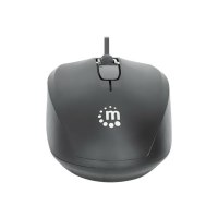 Manhattan Comfort II USB Wired Mouse, Black, 1000dpi, USB-A, Optical, Ambidextrous, Portable/Compact, Three Button with Scroll Wheel, Three Year Warranty, Retail Box