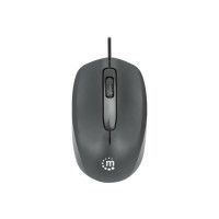 Manhattan Comfort II USB Wired Mouse, Black, 1000dpi, USB-A, Optical, Ambidextrous, Portable/Compact, Three Button with Scroll Wheel, Three Year Warranty, Retail Box