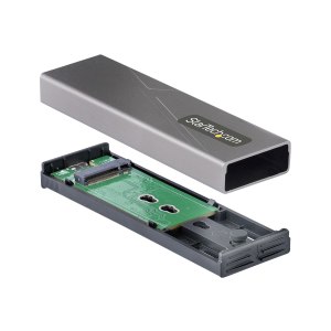 StarTech.com USB-C 10Gbps to M.2 NVMe or M.2 SATA SSD Enclosure, Tool-free M.2 PCIe/SATA NGFF SSD Enclosure, Portable Aluminum Case, USB Type-C & USB-A Host Cables, For 2230/2242/2260/2280